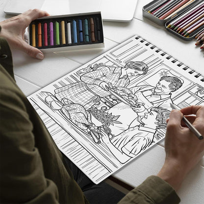 Netecom Heartwarming Thanksgiving Spiral Bound Coloring Book for Adults