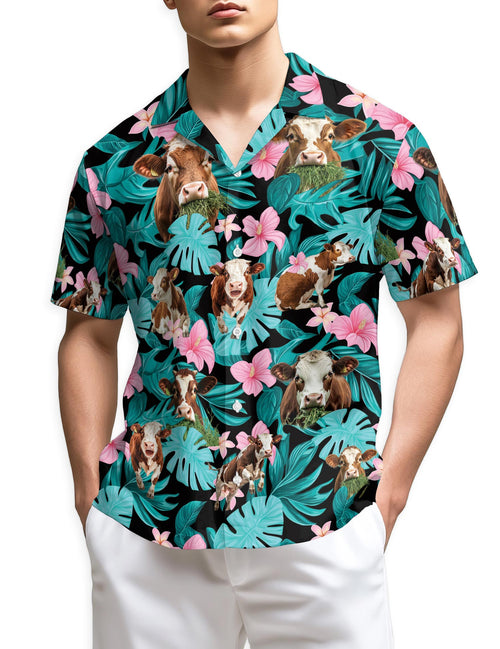 Netecom Hereford Cattle Lovers Hawaiian Shirt for Men