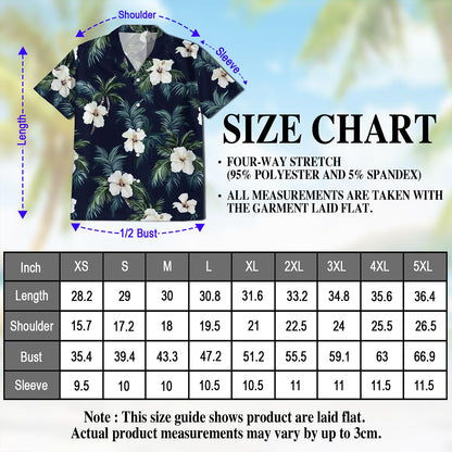 Netecom Hibiscus Island Hawaiian Shirt for Men, Tropical Style, Button Down Summer Beach Short Sleeve, S-5XL