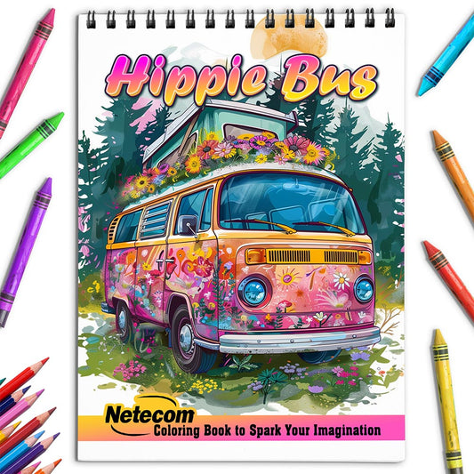 Netecom Hippie Bus Coloring Book for Adults