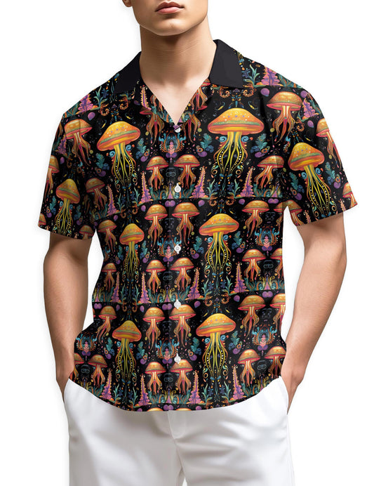 Netecom Hippie Jellyfish Hawaiian Shirt for Men