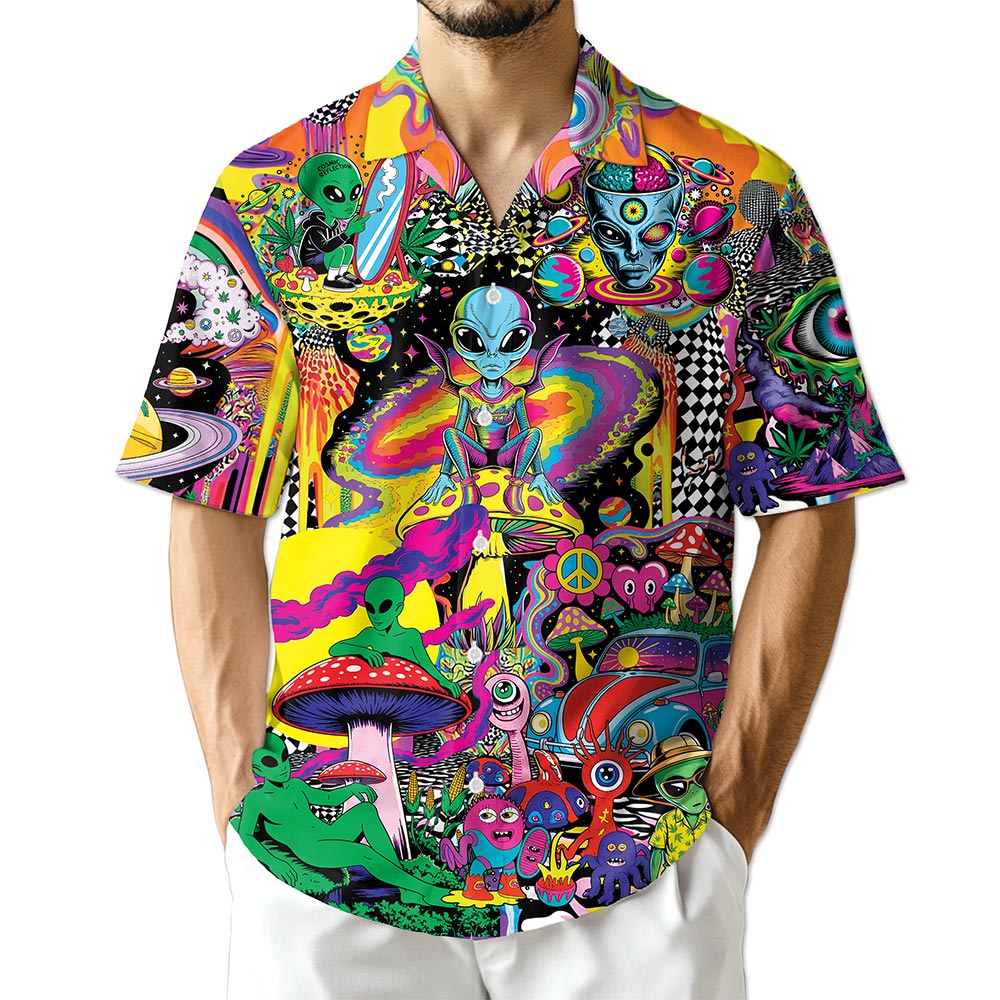 Netecom Hippie Mushroom Alien Hawaiian Shirt