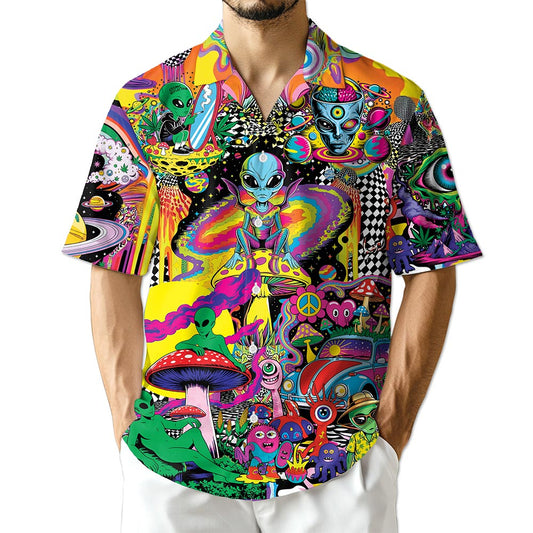 Netecom Hippie Mushroom Alien Hawaiian Shirt