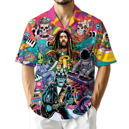 Netecom Hippie Music Hawaiian Shirt for Men