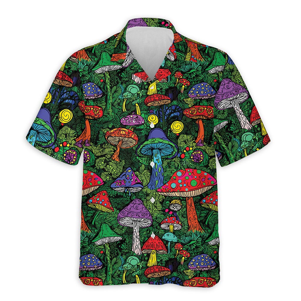 Netecom Hippie Vintage Trippy Mushroom Aloha Hawaiian Shirt for Men