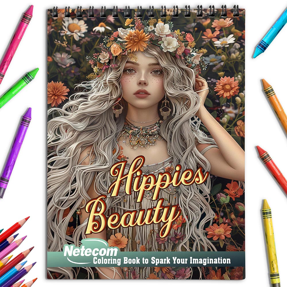 Netecom Hippies Beauty Coloring Book for Adults