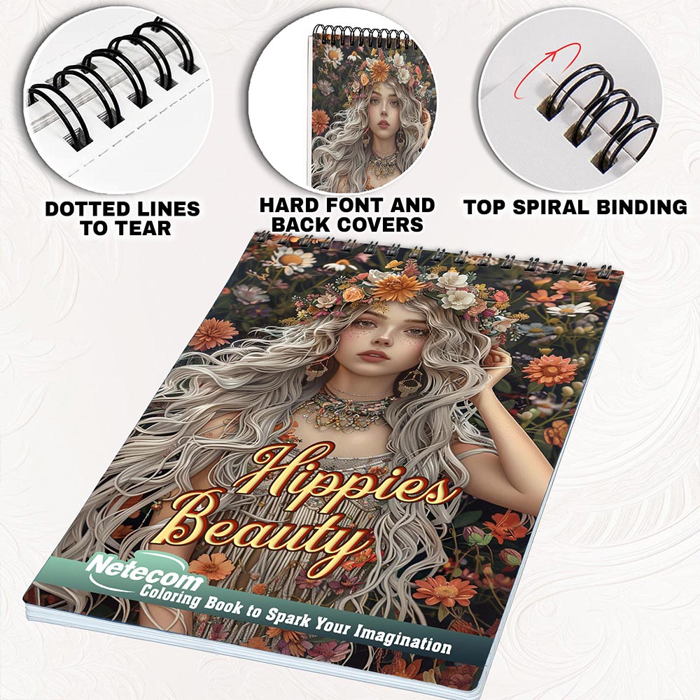 Netecom Hippies Beauty Coloring Pages for Adults