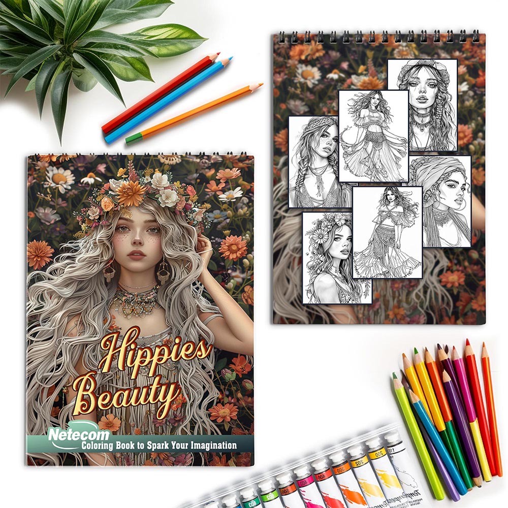Netecom Hippies Beauty Spiral Coloring Book for Adults