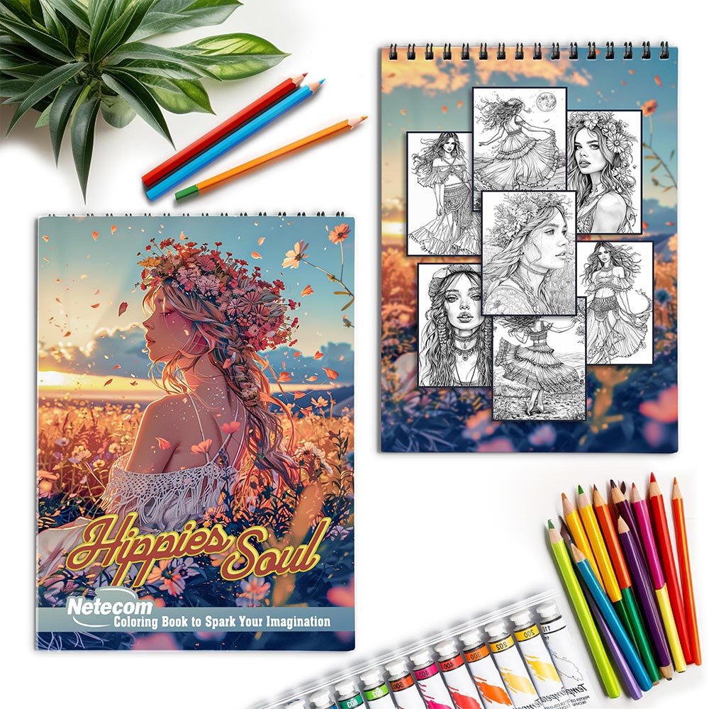 Netecom Hippies Soul Spiral Coloring Book for Adults