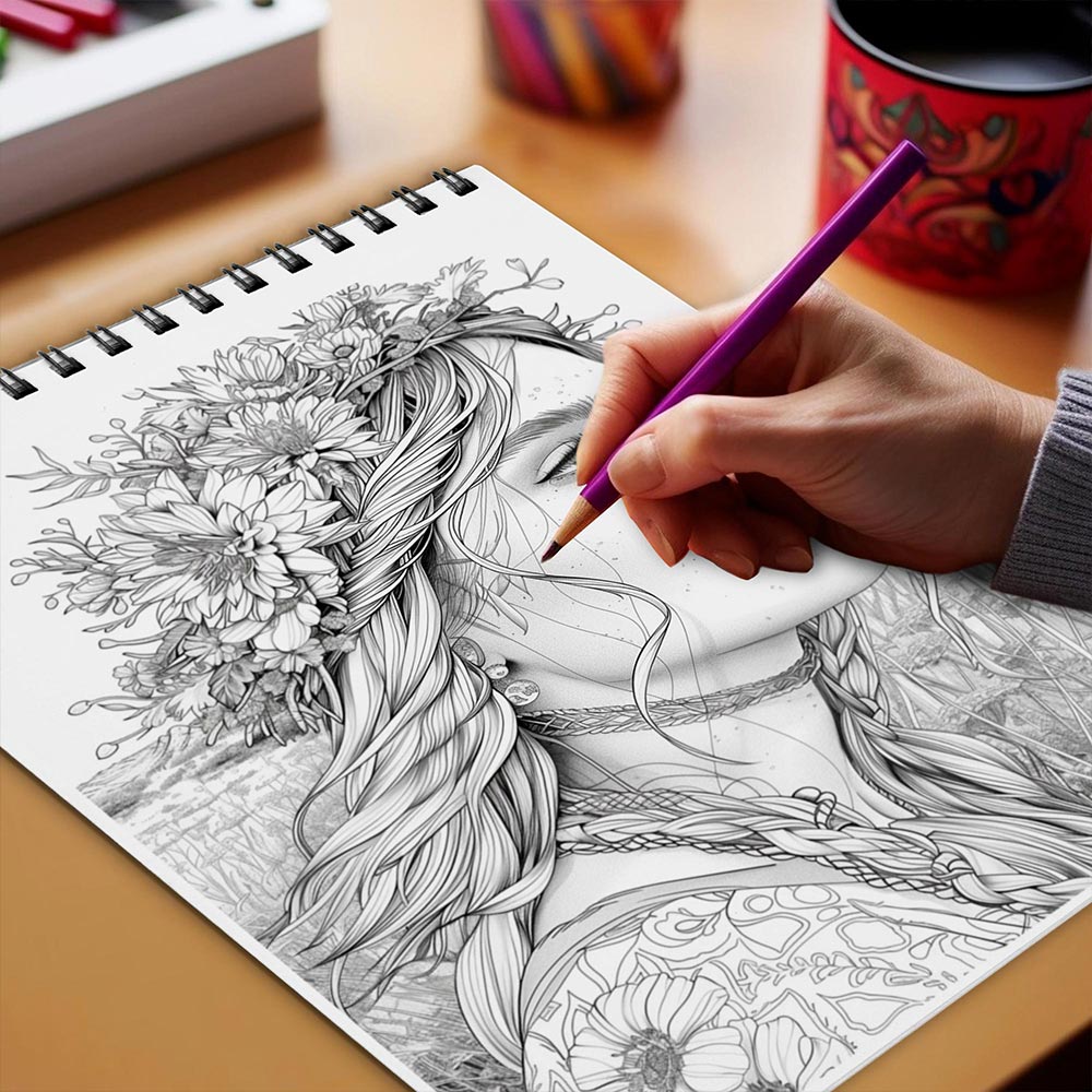 Netecom Hippies Soul Coloring Book Spiral Bound for Adults