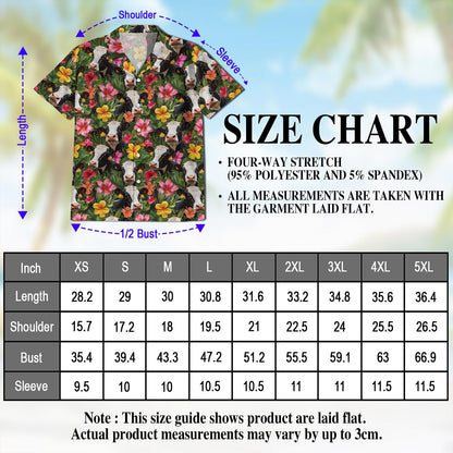 Netecom Holstein Cow Hawaiian Shirt for Men, Button Down Summer Beach Short Sleeve, Tropical Style, Sizes S-5XL