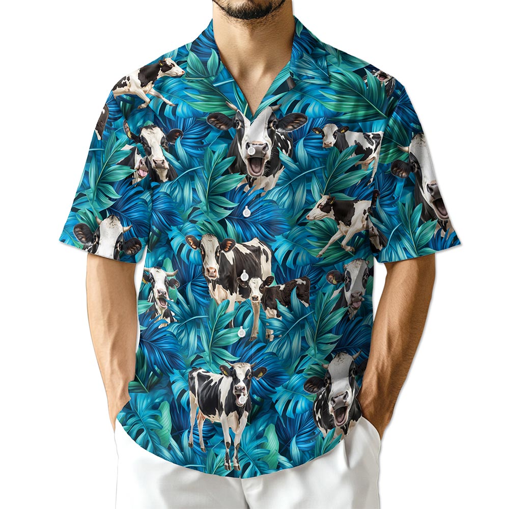 Netecom Holstein Friesian Cattle Hawaiian Shirt for Men