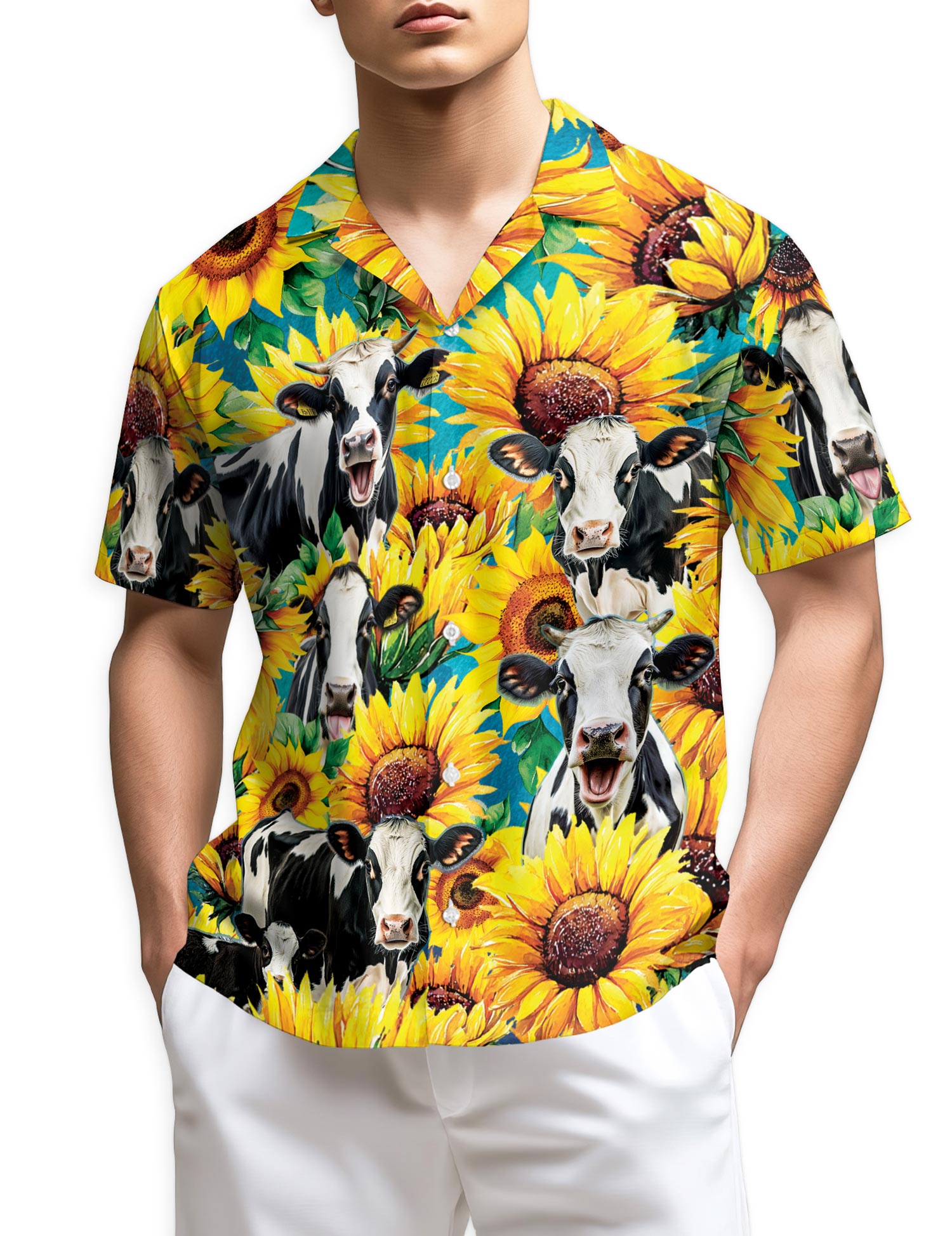 Netecom Holstein Friesian Cattle Hawaiian Shirt for Men