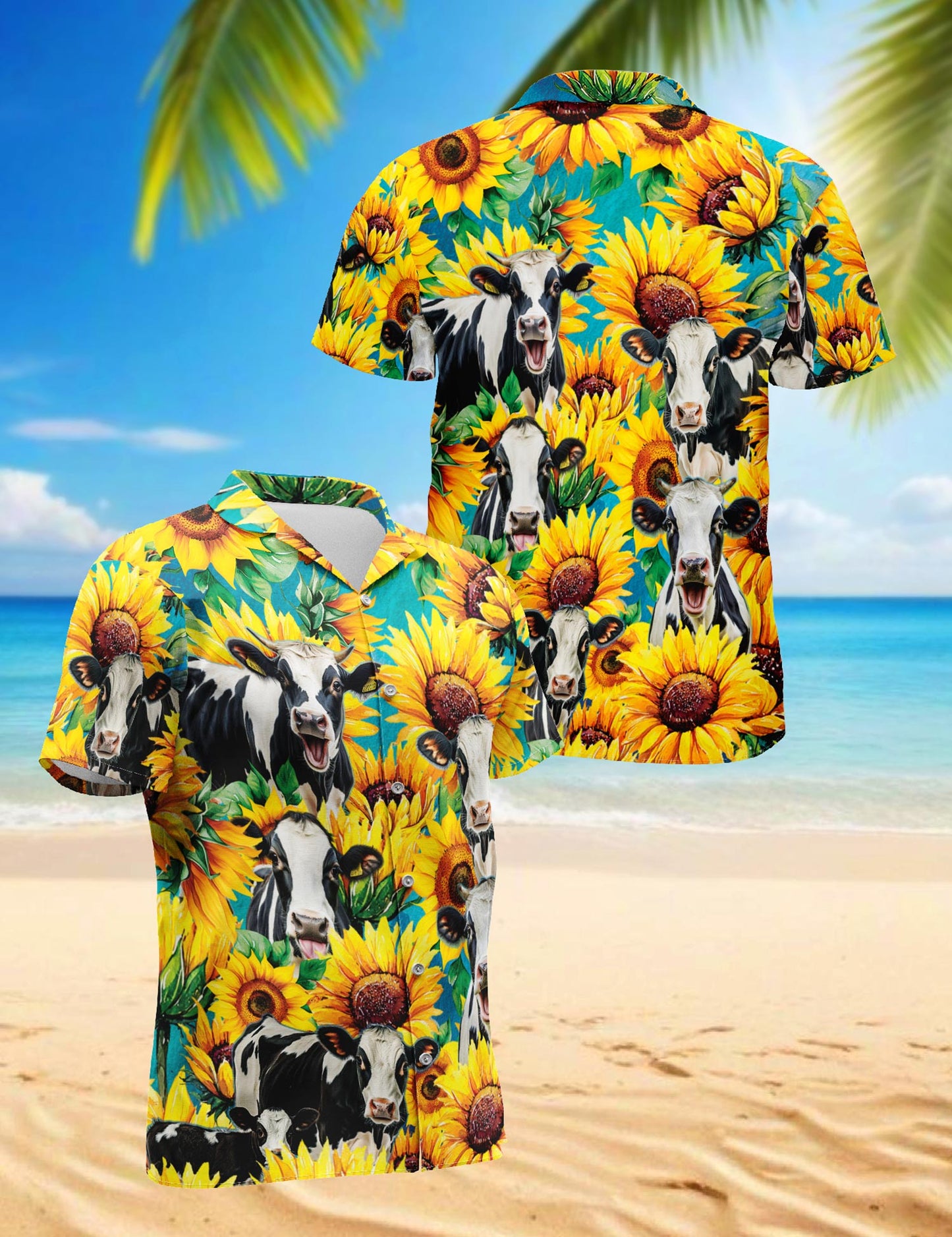 Netecom Holstein Friesian Cattle Hawaiian Shirt for Men, Cow Lover Gifts, Button Down Summer Beach Short Sleeve, S-5XL