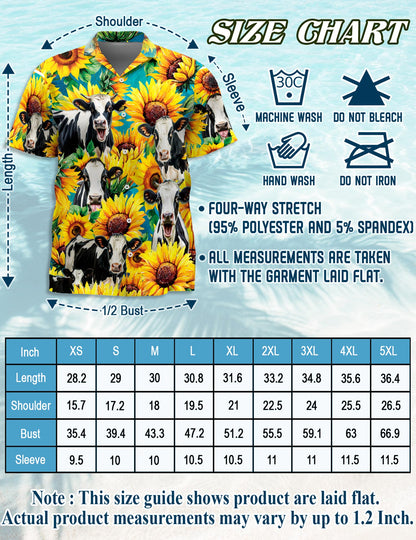 Netecom Holstein Friesian Cattle Hawaiian Shirt for Men, Cow Lover Gifts, Button Down Summer Beach Short Sleeve, S-5XL