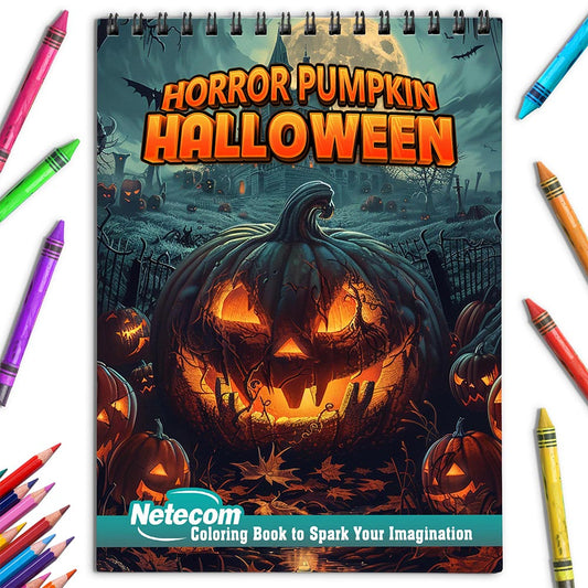 Netecom Horror Pumpkin Halloween Coloring Book for Adults