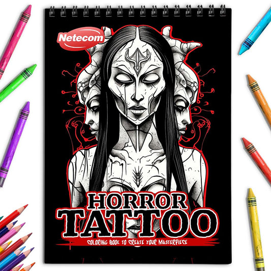 Netecom Horror Tattoo Coloring Book for Adults