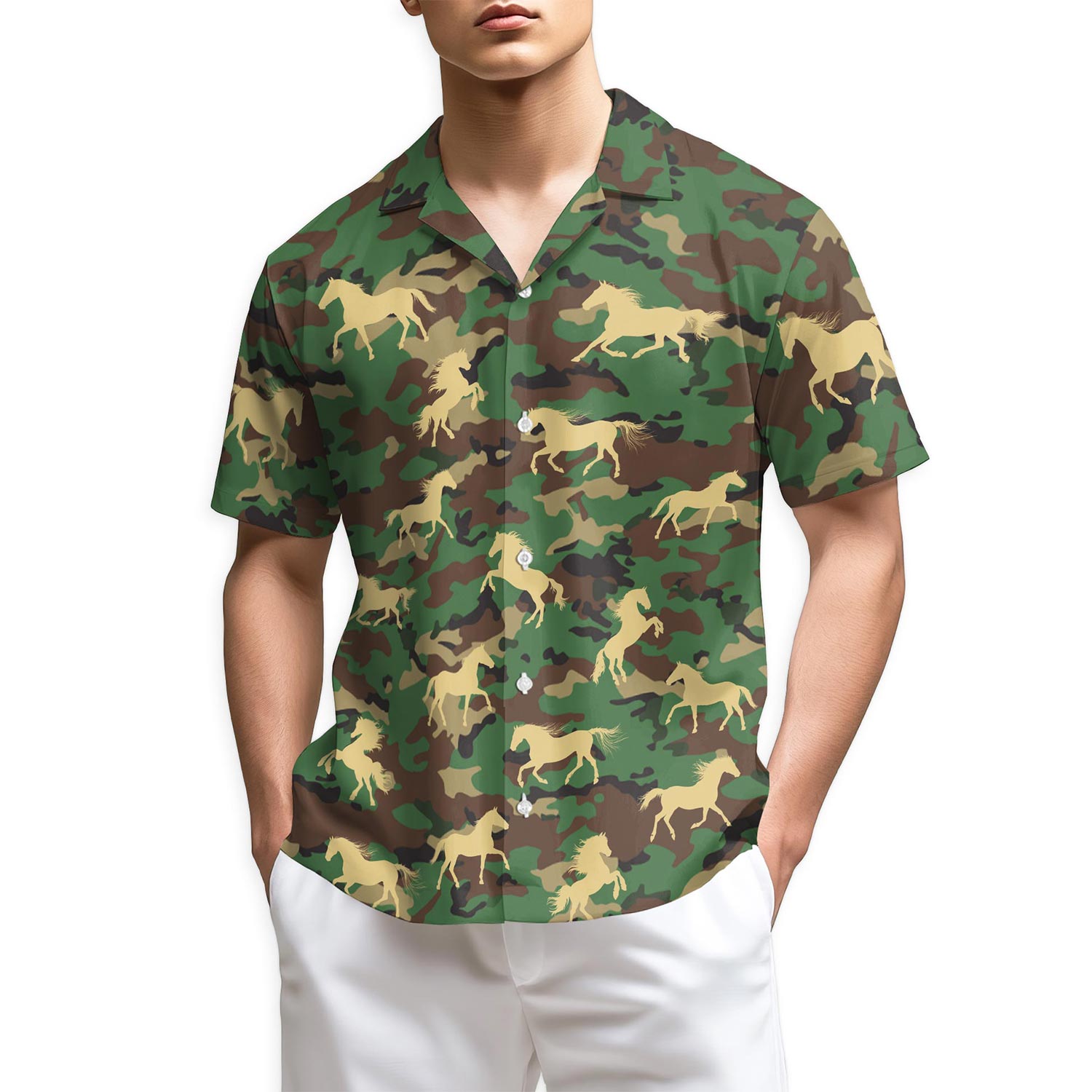 Netecom Horse Camo Hawaiian Shirt for Men