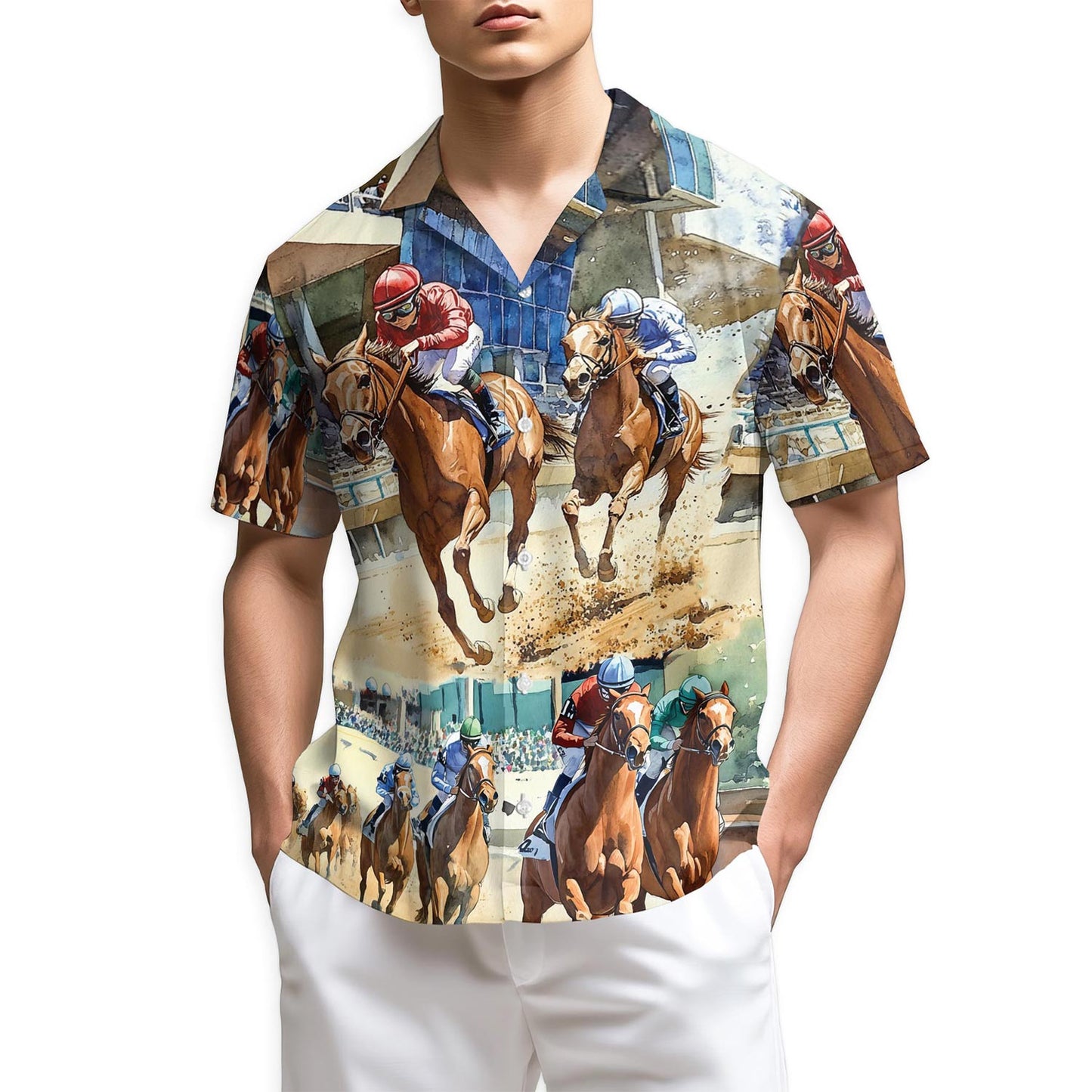 Netecom Horse Racing  Hawaiian Shirt for Men