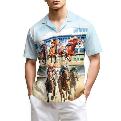 Netecom Horses Racing Hawaiian Shirt for Men