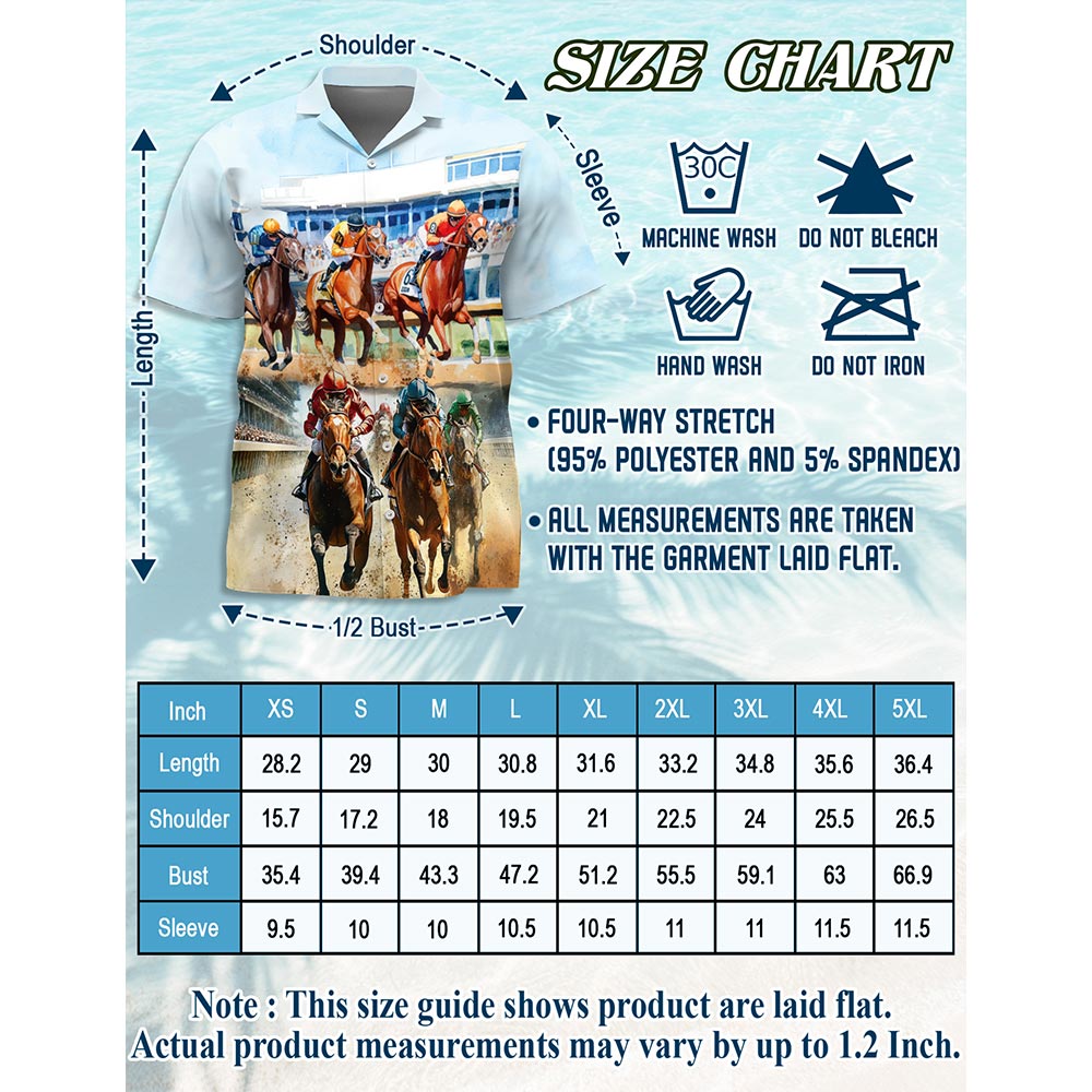 Netecom Horses Racing Hawaiian Shirt for Men, Button Down Summer Beach Short Sleeve, S-5XL