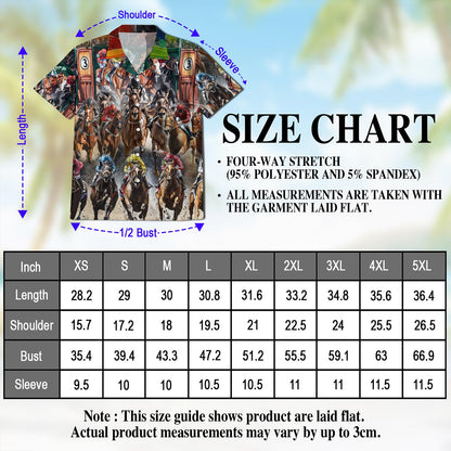 Netecom Horses Racing Hawaiian Shirt for Men, Equestrian Style, Button Down Summer Beach Short Sleeve, S-5XL