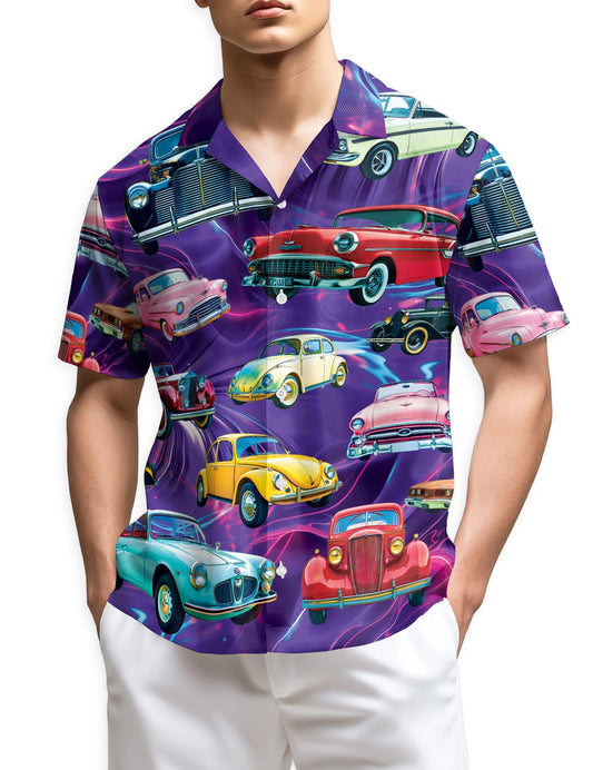 Netecom Hot Rod Classic Cars Hawaiian Shirt for Men