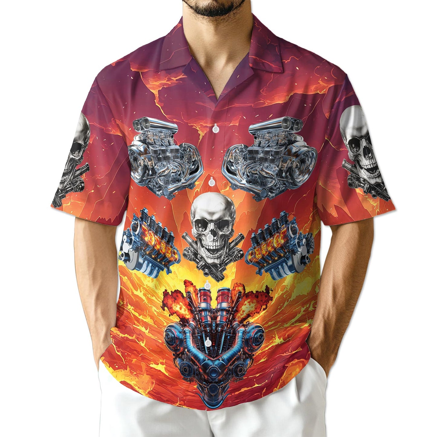 Hot Rod Skull Hawaiian Shirt for Men