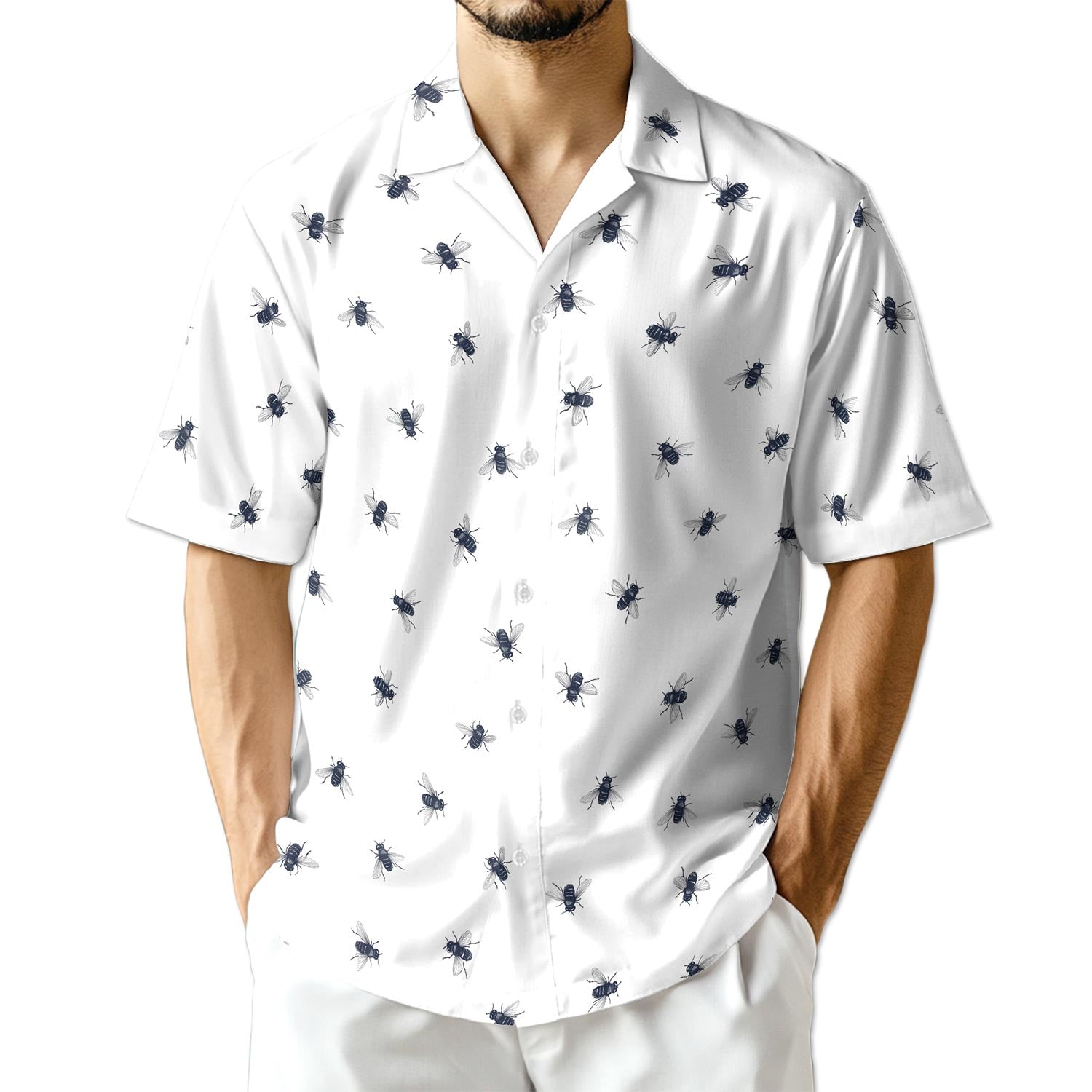 Netecom Housefly Pattern Hawaiian Shirt for Men