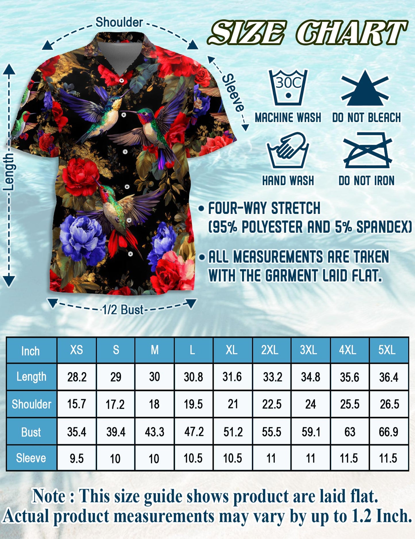 Netecom Hummingbird Peonies Hawaiian Shirt for Men, Floral Style, Button Down Summer Beach Short Sleeve, S-5XL