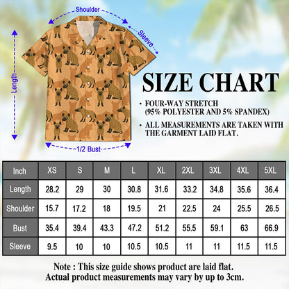 Netecom Hyena Pattern Hawaiian Shirt for Men, Retro Style, Button Down Summer Beach Short Sleeve, S-5XL