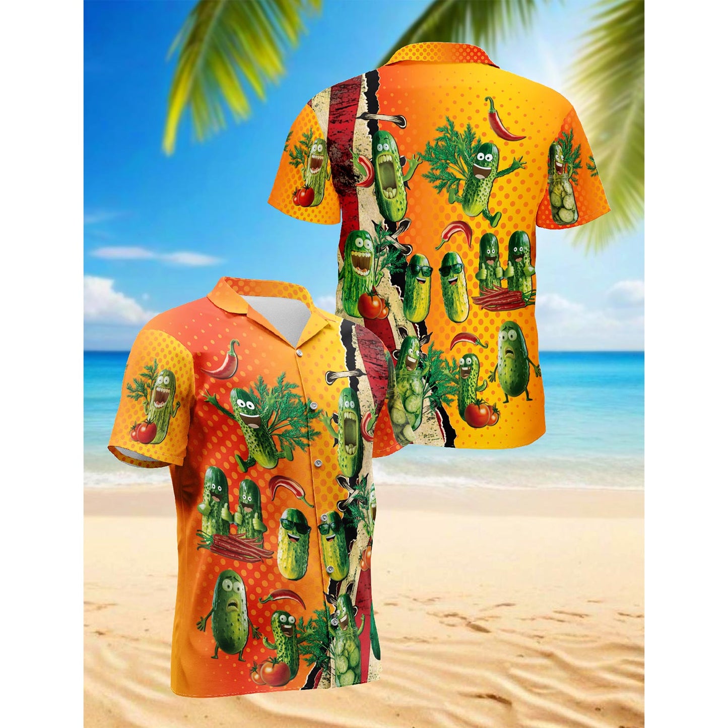 Netecom I Am Here To Eat All The Pickles Hawaiian Shirt for Men, Button Down Summer Beach Short Sleeve, Sizes S-5XL