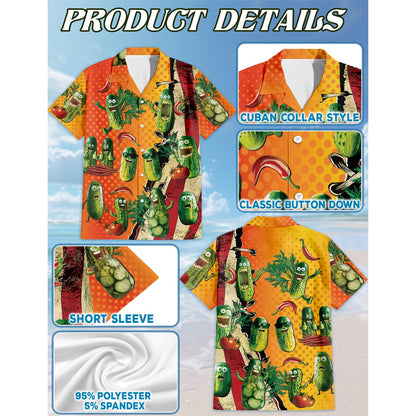 Netecom I Am Here To Eat All The Pickles Hawaiian Shirt for Men, Button Down Summer Beach Short Sleeve, Sizes S-5XL