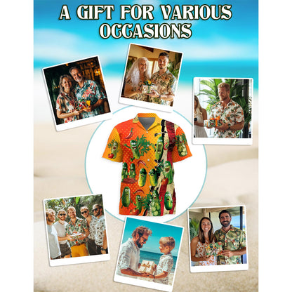 Netecom I Am Here To Eat All The Pickles Hawaiian Shirt for Men, Button Down Summer Beach Short Sleeve, Sizes S-5XL