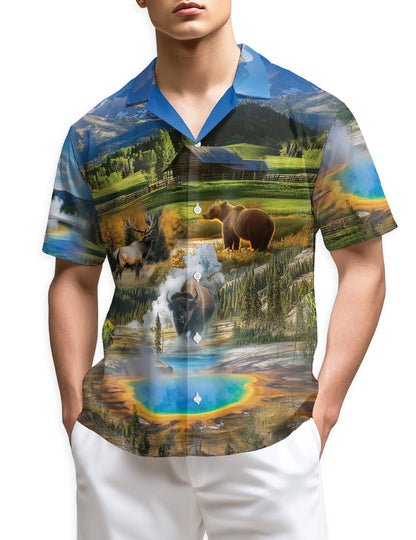 Netecom I Love Yellowstone National Park Hawaiian Shirt for Men