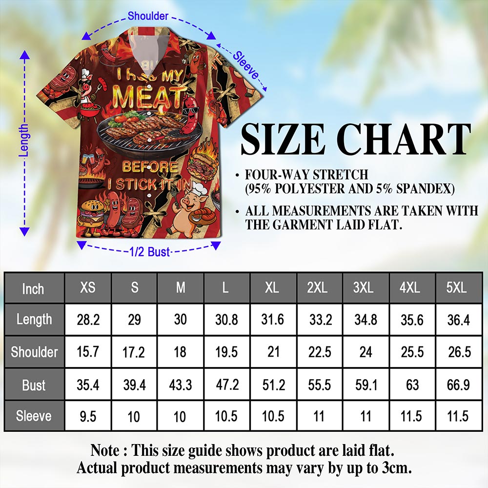 Netecom I Rub My Meat Hawaiian Shirt for Men, Button Down Summer Beach Short Sleeve, S-5XL