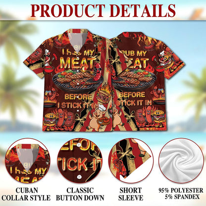 Netecom I Rub My Meat Hawaiian Shirt for Men, Button Down Summer Beach Short Sleeve, S-5XL