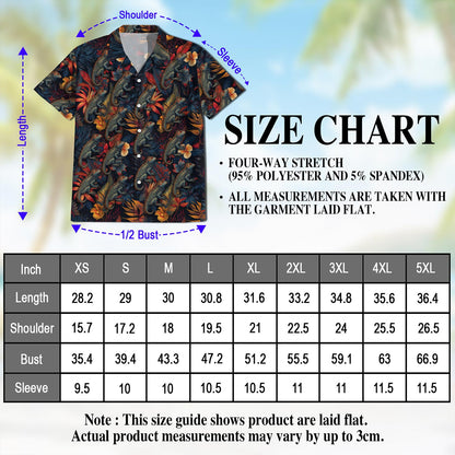 Netecom Iguanas Hawaiian Shirt for Men, Button Down Summer Beach Short Sleeve, Tropical Style, Sizes S-5XL