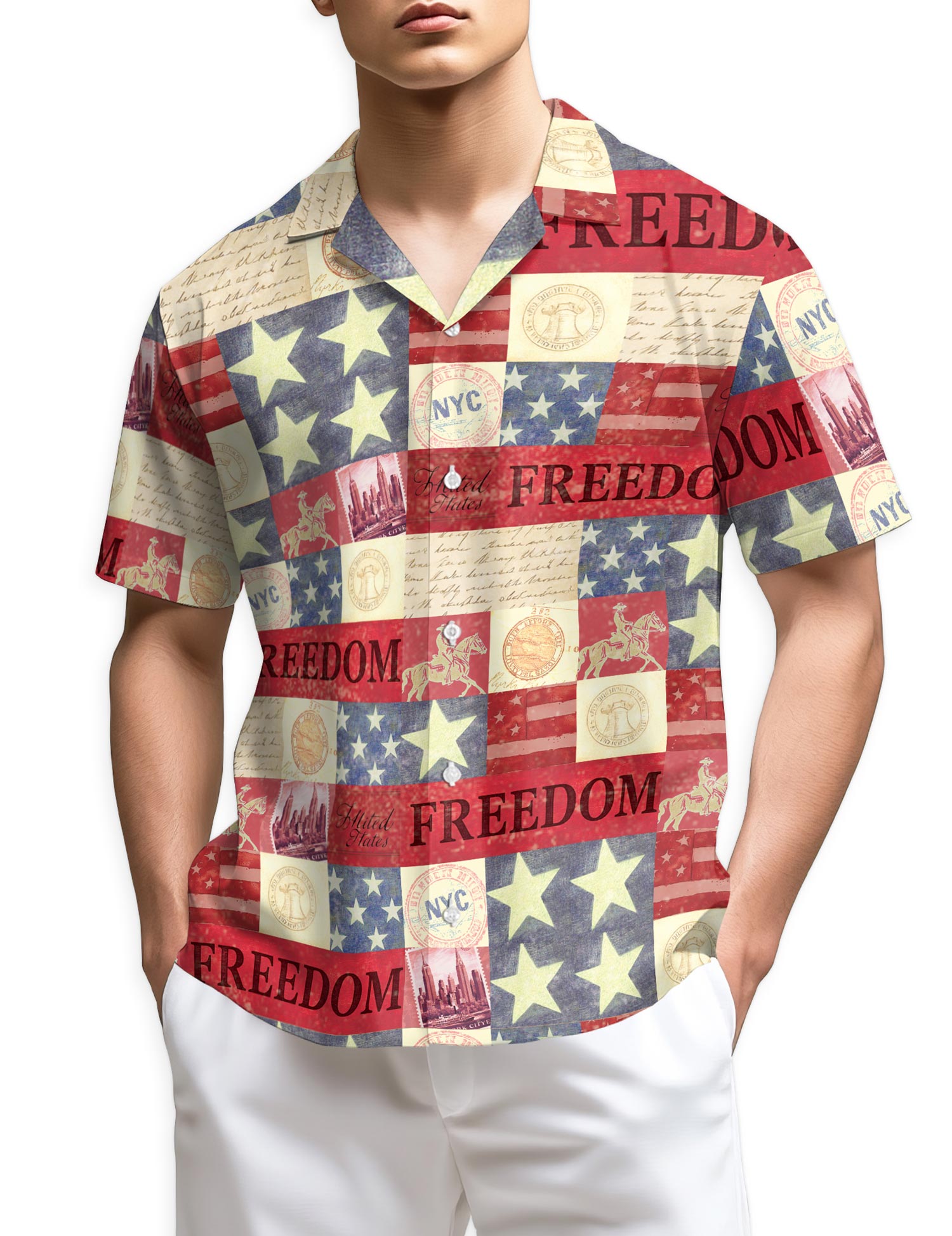 Netecom Independence Day Hawaiian Shirt for Men