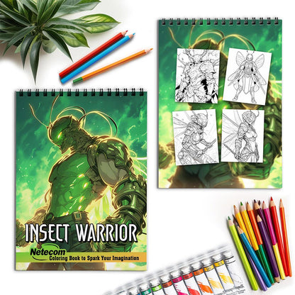 Netecom Insect Warrior Spiral Coloring Book for Adults