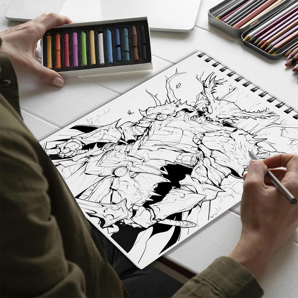 Netecom Insect Warrior Spiral Bound Coloring Book for Adults