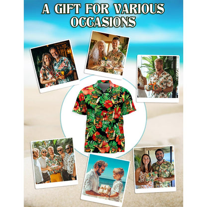 Netecom Irish Leprechaun with Flower Happy St. Patrick's Day Hawaiian Shirt for Men, Button Down Summer Beach Short Sleeve, Festive Style, S-5XL