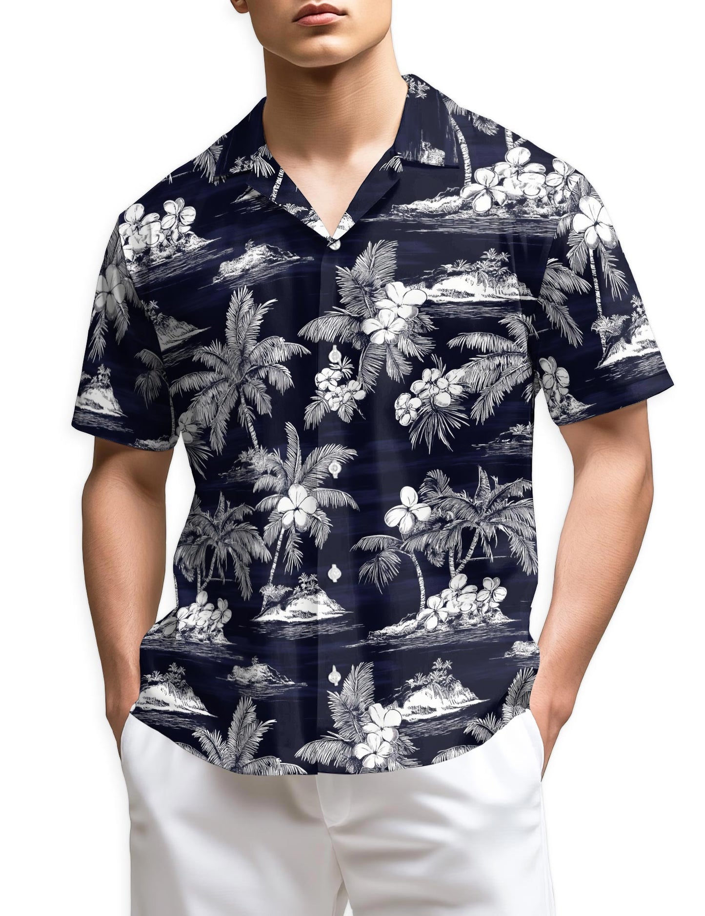 Netecom Island Hawaiian Shirt for Men, Tropical Style, Button Down Summer Beach Short Sleeve, S-5XL