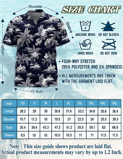 Netecom Island Hawaiian Shirt for Men, Tropical Style, Button Down Summer Beach Short Sleeve, S-5XL