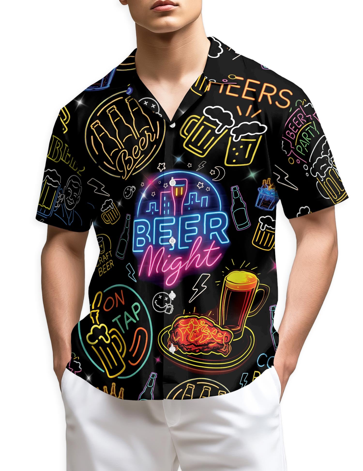 Netecom It's Beer Night Neon Hawaiian Shirt for Men