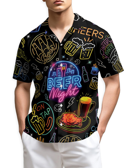 Netecom It's Beer Night Neon Hawaiian Shirt for Men