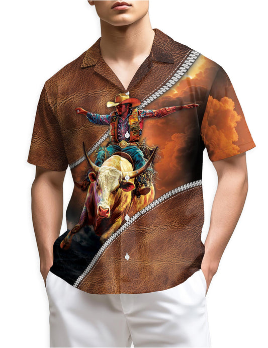 Netecom It's Rodeo Time Bull Riding Hawaiian Shirt for Men