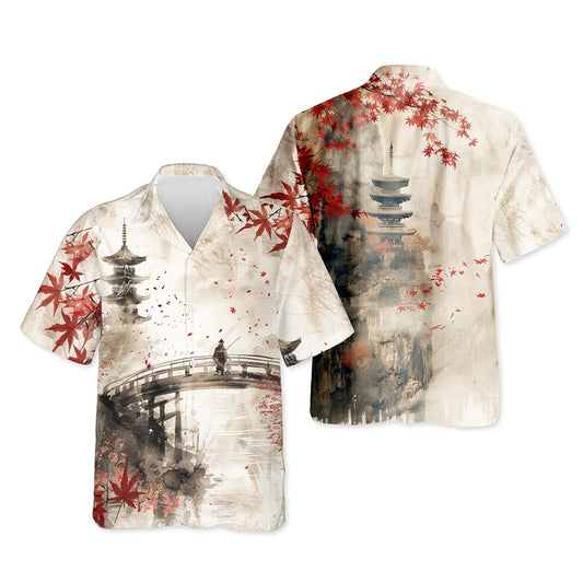 Netecom Japanese Aesthetic Sakura Hawaiian Shirt for Men