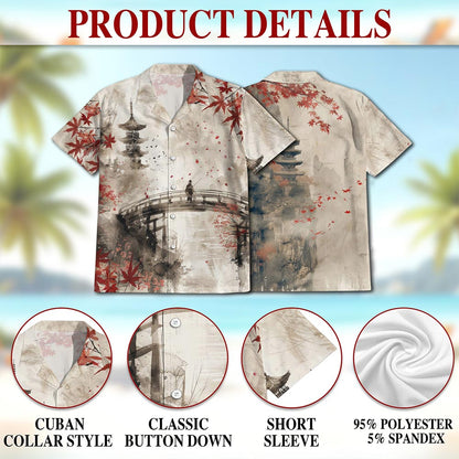 Netecom Japanese Aesthetic Sakura Hawaiian Shirt for Men, Cherry Blossom Lover Gifts, Button Down Summer Beach Shirts, S-5XL