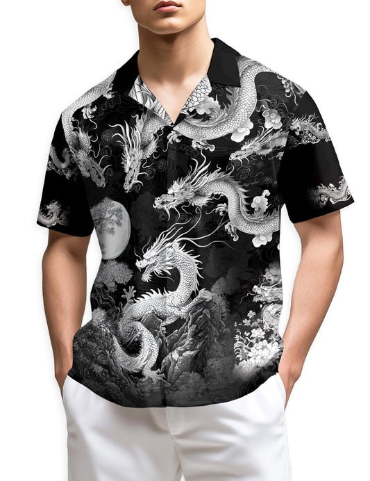 Netecom Japanese Dragon Hawaiian Shirt for Men